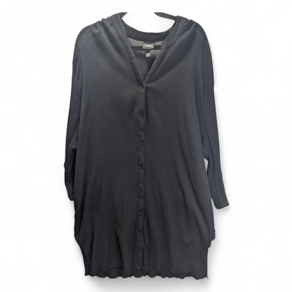Ulla Popken Plus Size Black Swim Coverup Cottagecore Beachy Size 24/26